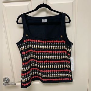 Worth Collection Tank Top with Leather Details